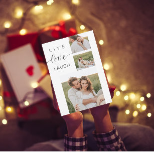 Modern Collage Couple Photo & Live Love Laugh Gift Holiday Card