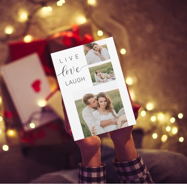 Modern Collage Couple Photo & Live Love Laugh Gift Holiday Card (Creator Uploaded)