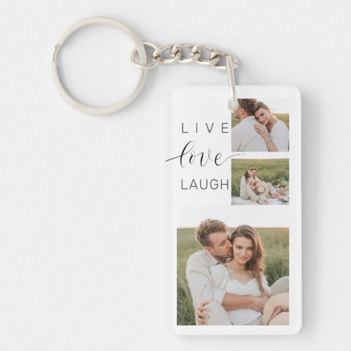 Modern Collage Couple Photo  Live Love Laugh Gift Keychain