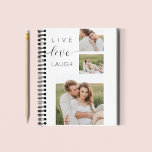 Modern Collage Couple Photo & Live Love Laugh Gift Notebook<br><div class="desc">Modern Collage Couple Photo & Live Love Laugh Gift</div>