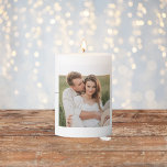 Modern Collage Couple Photo & Live Love Laugh Gift Pillar Candle<br><div class="desc">Modern Collage Couple Photo & Live Love Laugh Gift</div>