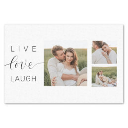 Modern Collage Couple Photo &amp; Live Love Laugh Gift Tissue Paper