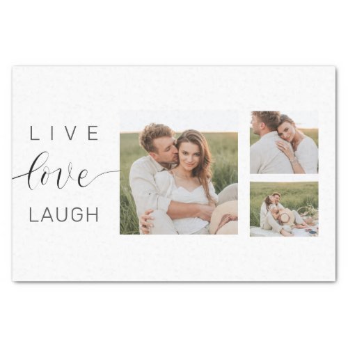 Modern Collage Couple Photo  Live Love Laugh Gift Tissue Paper