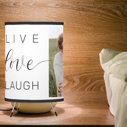 Modern Collage Couple Photo  Live Love Laugh Gift Tripod Lamp