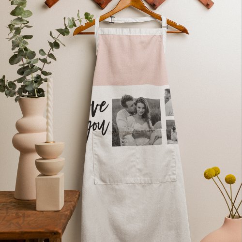 Modern Collage Couple Photo  Love You Beauty Gift Apron