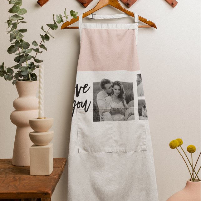 Modern Collage Couple Photo & Love You Beauty Gift Apron (Creator Uploaded)