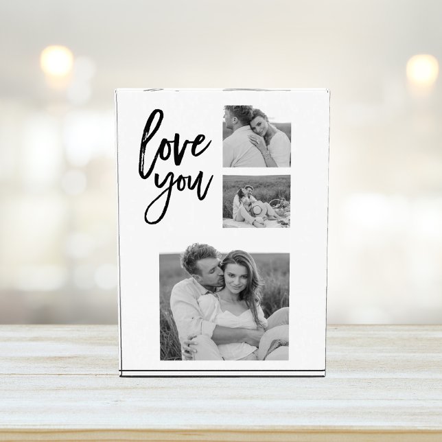 Modern Collage Couple Photo & Love You Beauty Gift Block (Creator Uploaded)