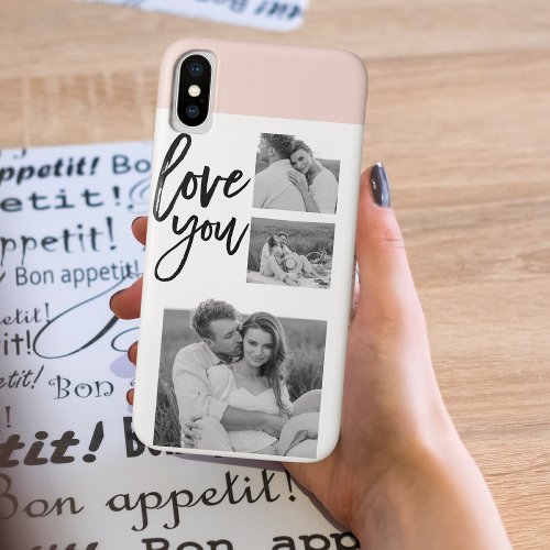 Modern Collage Couple Photo  Love You Beauty Gift iPhone XS Case