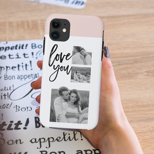 Modern Collage Couple Photo  Love You Beauty Gift iPhone 11 Case