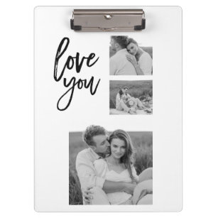 Modern Collage Couple Photo & Love You Beauty Gift Clipboard