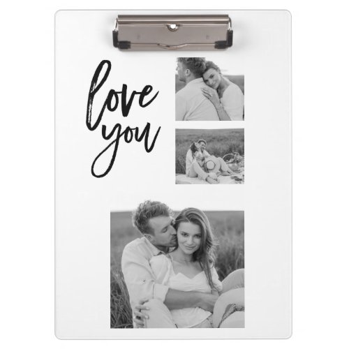 Modern Collage Couple Photo  Love You Beauty Gift Clipboard