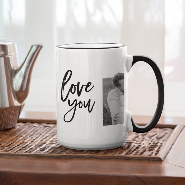 Modern Collage Couple Photo & Love You Beauty Gift Coffee Mug (Creator Uploaded)