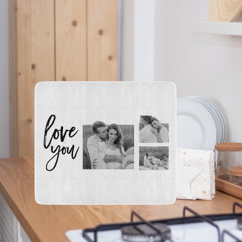 Modern Collage Couple Photo  Love You Beauty Gift Cutting Board