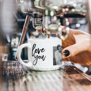 Modern Collage Couple Photo & Love You Beauty Gift Espresso Cup