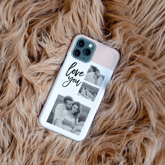 Modern Collage Couple Photo & Love You Beauty Gift iPhone Case (Creator Uploaded)