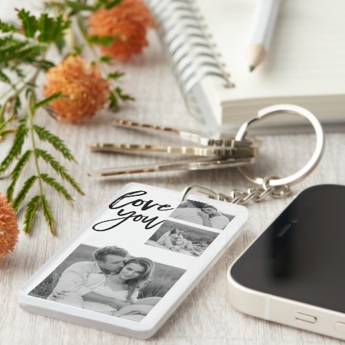 Modern Collage Couple Photo  Love You Beauty Gift Keychain