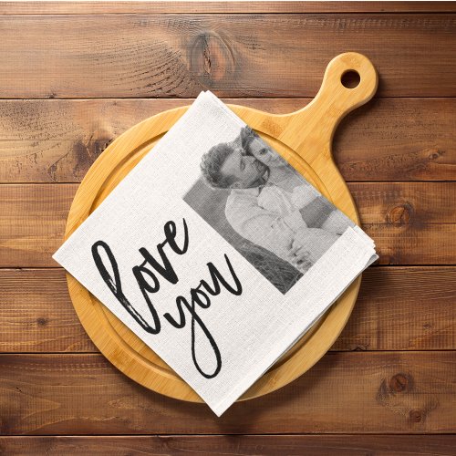 Modern Collage Couple Photo  Love You Beauty Gift Kitchen Towel