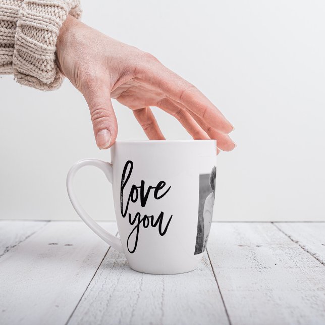 Modern Collage Couple Photo & Love You Beauty Gift Latte Mug (Creator Uploaded)