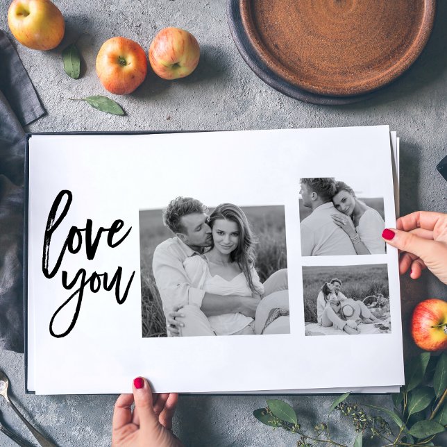 Modern Collage Couple Photo & Love You Beauty Gift Placemat (Creator Uploaded)