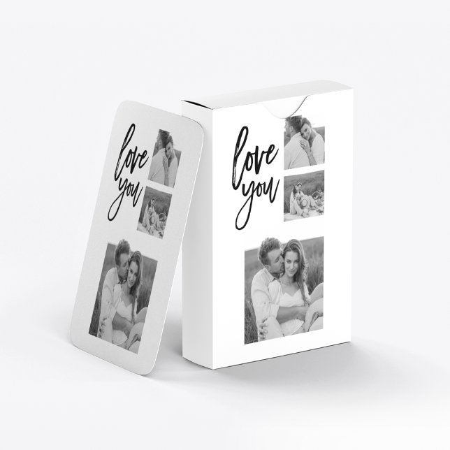Modern Collage Couple Photo & Love You Beauty Gift Poker Cards (Creator Uploaded)
