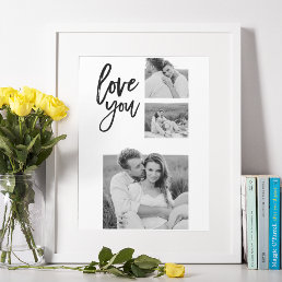 Modern Collage Couple Photo &amp; Love You Beauty Gift Poster