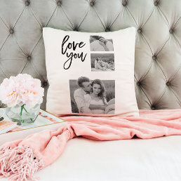 Modern Collage Couple Photo &amp; Love You Beauty Gift Throw Pillow