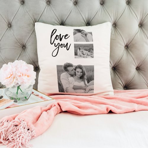 Modern Collage Couple Photo  Love You Beauty Gift Throw Pillow
