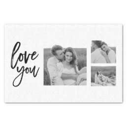 Modern Collage Couple Photo &amp; Love You Beauty Gift Tissue Paper