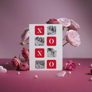 Modern Collage Couple Photo & Red XOXO