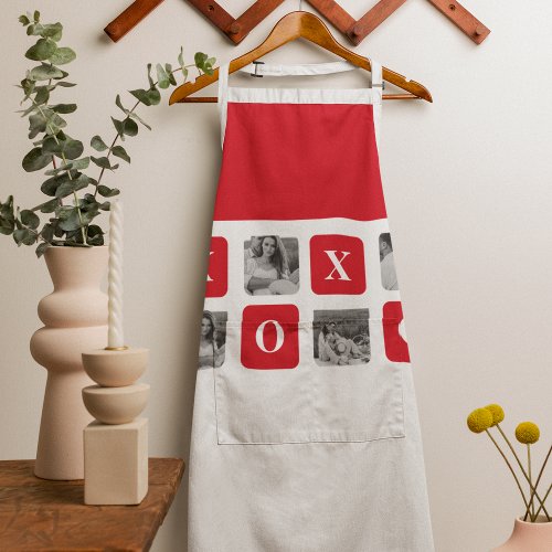 Modern Collage Couple Photo  Red XOXO Apron