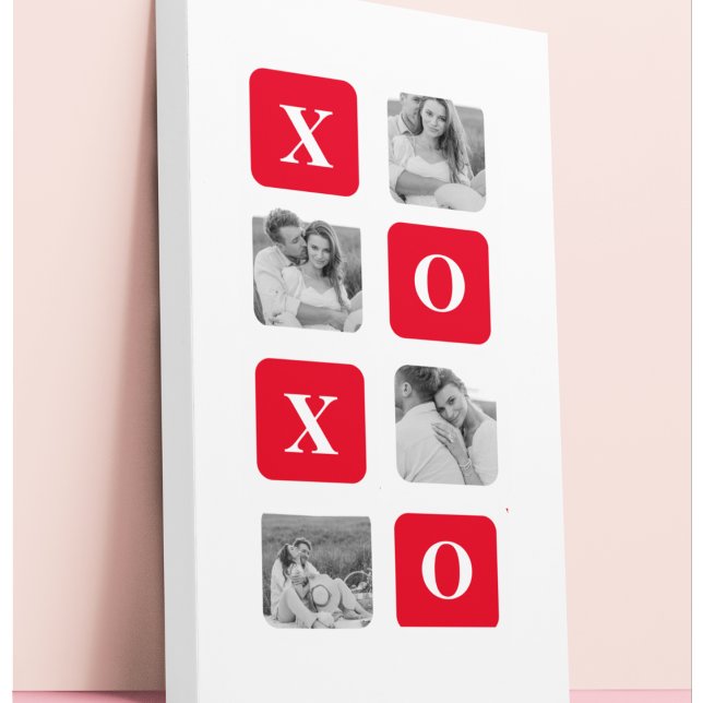 Modern Collage Couple Photo & Red XOXO Canvas Print (Creator Uploaded)