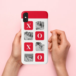 Modern Collage Couple Photo & Red XOXO iPhone XS Max Case