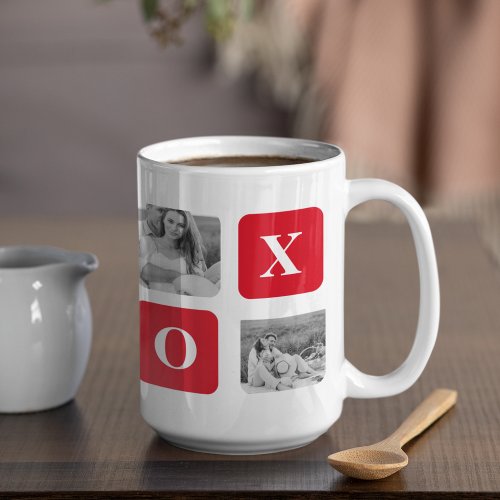 Modern Collage Couple Photo  Red XOXO Coffee Mug