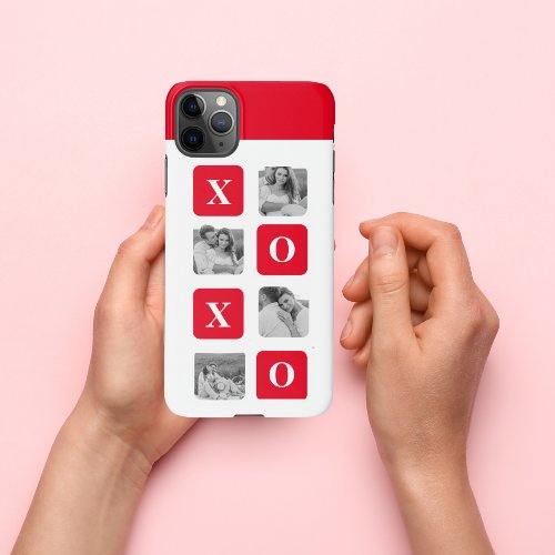 Modern Collage Couple Photo  Red XOXO iPhone 11Pro Max Case