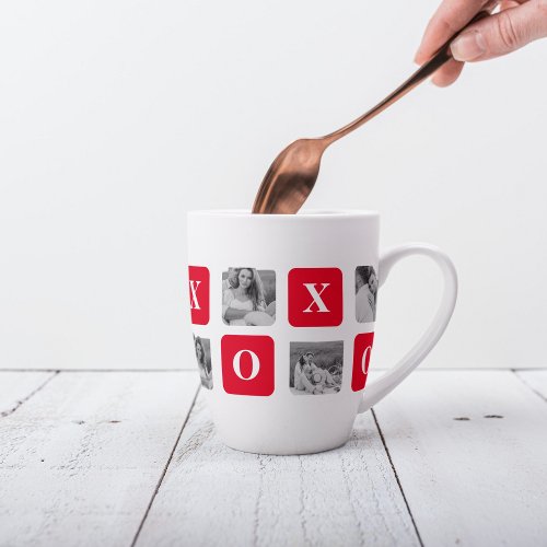 Modern Collage Couple Photo  Red XOXO Latte Mug