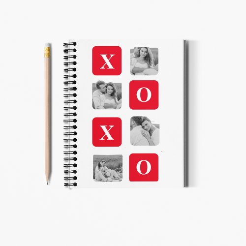 Modern Collage Couple Photo  Red XOXO Notebook