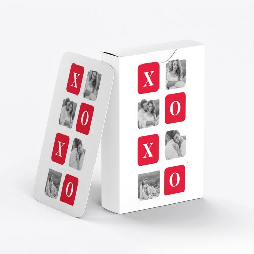 Modern Collage Couple Photo  Red XOXO Playing Cards