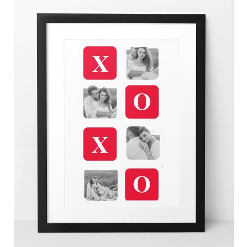 Modern Collage Couple Photo  Red XOXO Poster