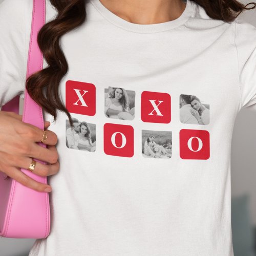 Modern Collage Couple Photo  Red XOXO T_Shirt