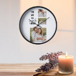 Modern Collage Couple Photo & Romantic Love Quote Clock<br><div class="desc">Modern Collage Couple Photo & Romantic Love Quote</div>