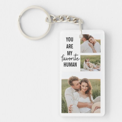 Modern Collage Couple Photo  Romantic Love Quote Keychain