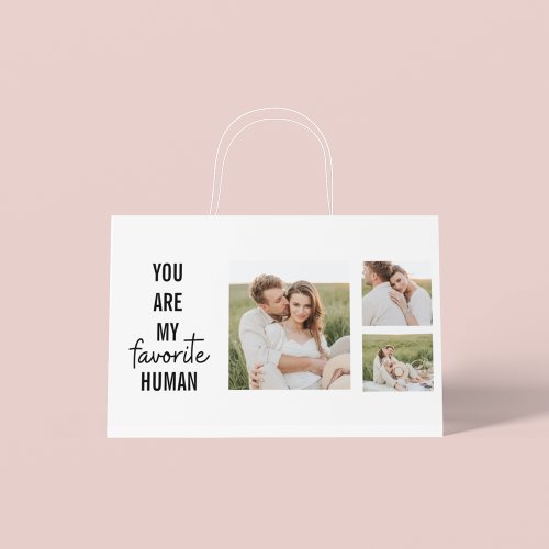 Modern Collage Couple Photo  Romantic Love Quote Large Gift Bag