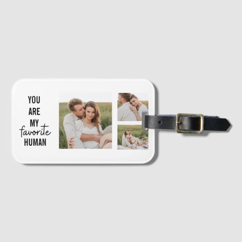 Modern Collage Couple Photo  Romantic Love Quote Luggage Tag
