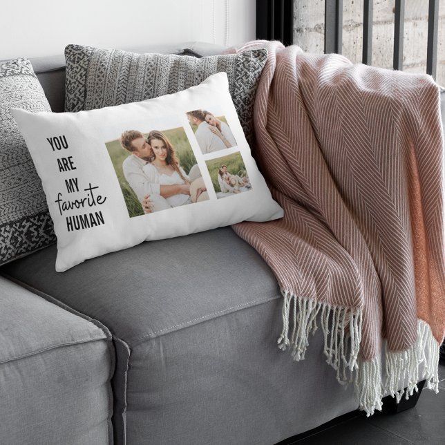 Modern Collage Couple Photo & Romantic Love Quote Lumbar Pillow (Creator Uploaded)