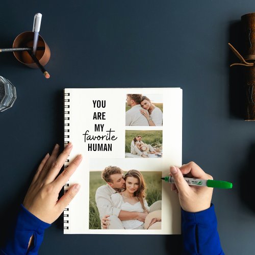 Modern Collage Couple Photo  Romantic Love Quote Notebook