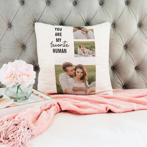 Modern Collage Couple Photo  Romantic Love Quote Throw Pillow