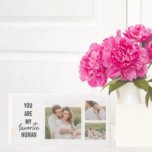 Modern Collage Couple Photo & Romantic Love Quote Wooden Box Sign