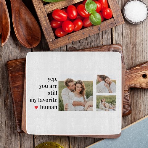 Modern Collage Couple Photo Romantic Quote Cutting Board