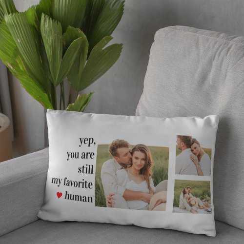 Modern Collage Couple Photo Romantic Quote Lumbar Pillow