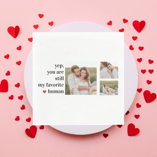 Modern Collage Couple Photo Romantic Quote Napkins